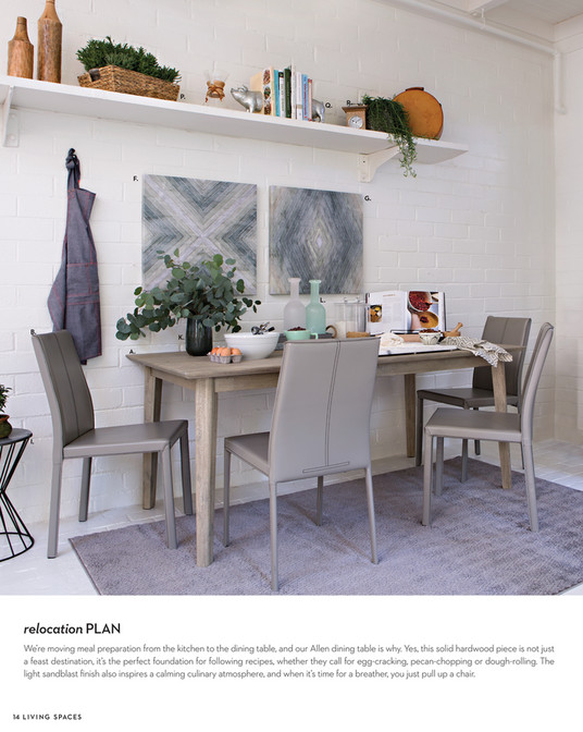 Living Spaces Catalog February 2018 Blue Effect Glass Vase P Q R F G L B K A I Relocation Plan We Re Moving Meal Preparation From The Kitchen To Dining Table