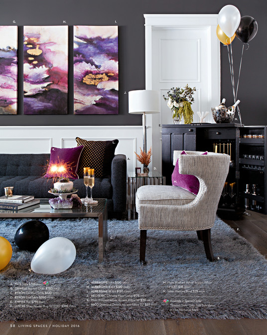 Living Spaces Catalog Holiday 2018 Tate Estate Sofa G H I J N E L K A D M F C B Tate Sofa 795 86811 Orwell Accent Chair 280 93805 Byron