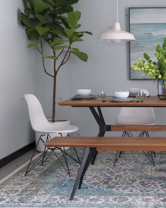 Living Spaces Catalog Spring 2018 Weaver Dining Table E F G C A B D 1 0 L I V N S Pac P R 2 7 Weaver Dining Table
