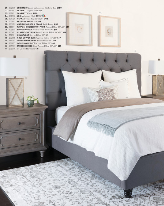 Living Spaces Fall 2018 Leighton Queen Upholstered Platform Bed