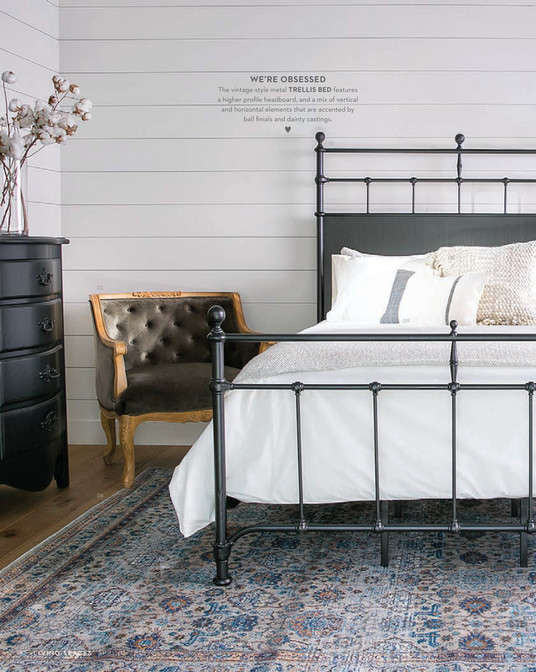 Living Spaces Spring 2018 Magnolia Home Saddle Back Bureau By We Re Obsessed The Vintage Style Metal Trellis Bed Features A Higher Profile Headboard Magnolia Home