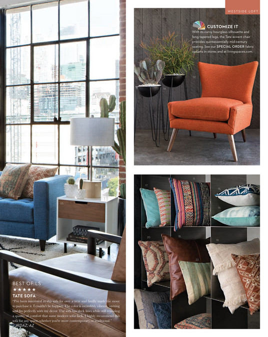Living Spaces Spring 2018 Tate Estate Sofa Westside Lof T Customize It With Its Curvy Hourglass Silhouette And Long Tapered Legs The