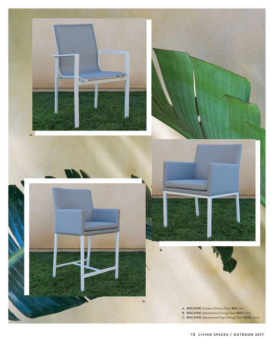 Living Spaces Catalog Outdoor 2018 Biscayne A B C Biscayne Outdoor Dining Chair 95 91916 Upholstered 160 107033