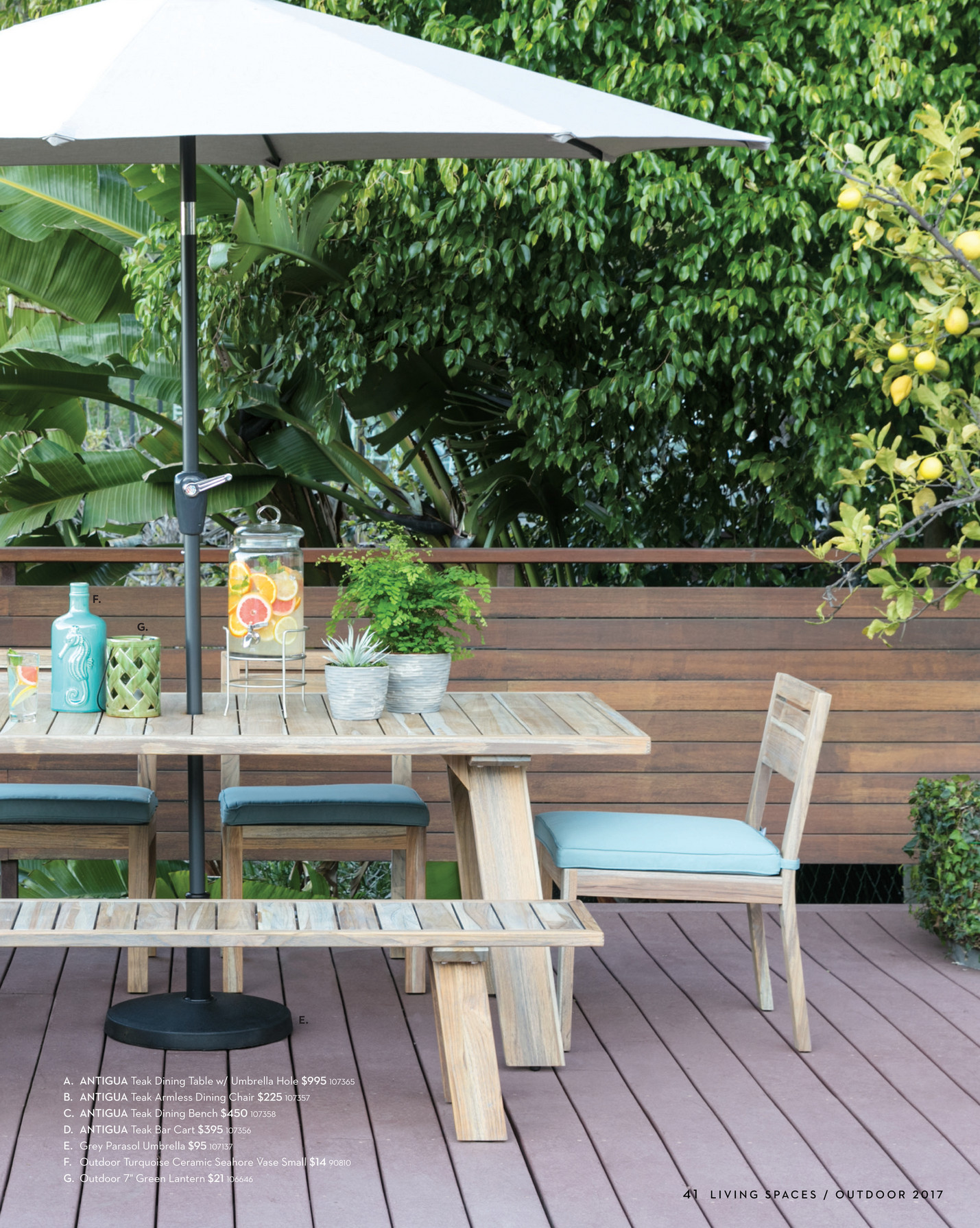 outdoor teak bar cart on Living Spaces Product Catalog Outdoor 2017 Outdoor Antigua Teak Armless Dining Chair