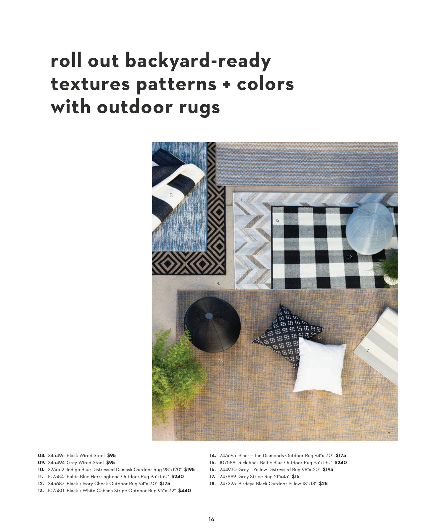 8'x11' Outdoor Rug-Black & White Cabana Stripe